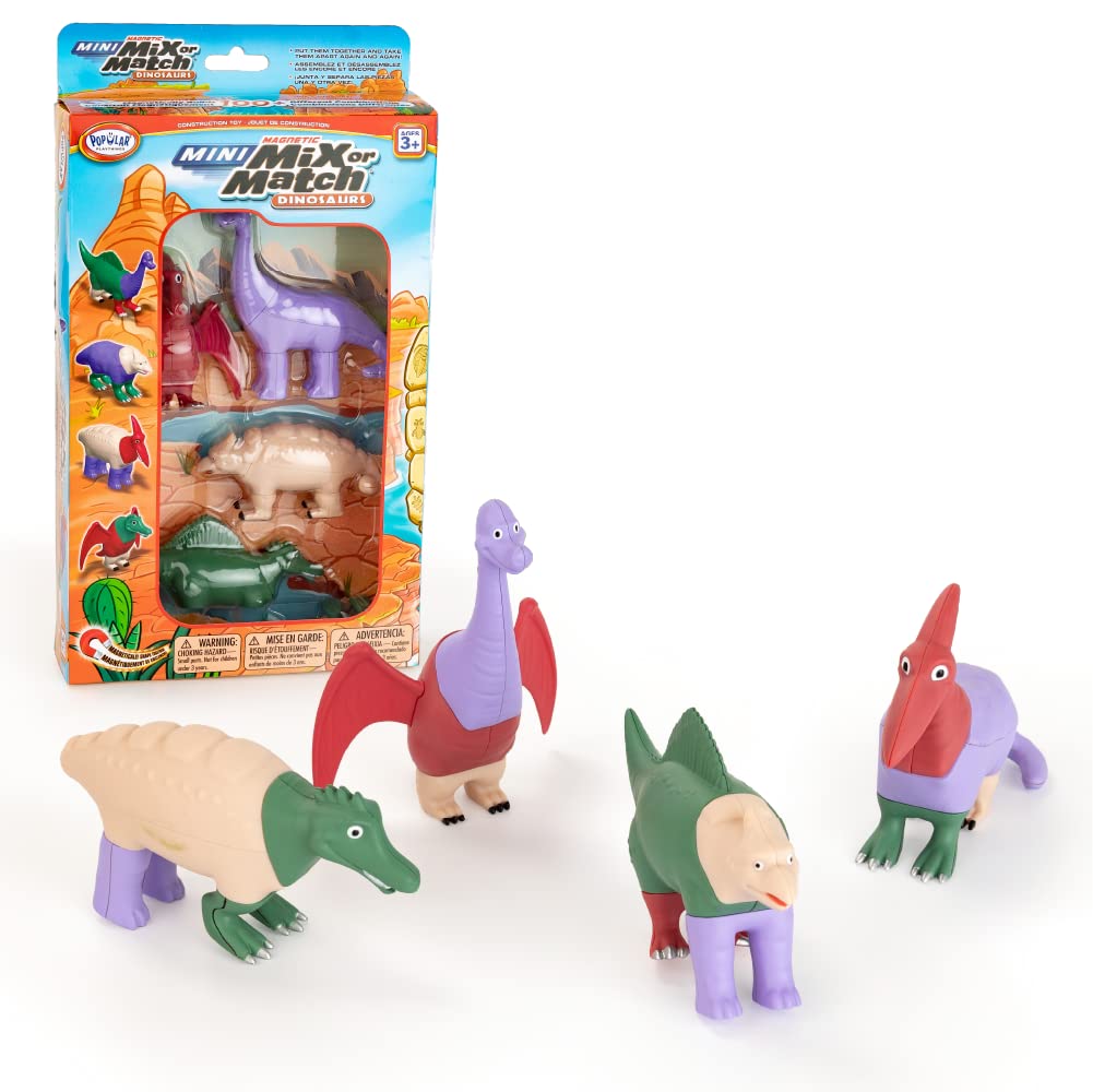 Photo 1 of POPULAR PLAYTHINGS Mini Magnetic Mix or Match Dinosaurs Set of 4 Dinosaurs Brachiosaurus, Ankylosaurus, Spinosaurus, and Pterodactyl