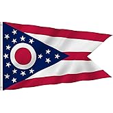 Anley Fly Breeze 3x5 Foot Ohio State Polyester Flag - Vivid Color and Fade proof - Canvas Header and Double Stitched - Ohio OH State Flags with Brass Grommets 3 X 5 Ft