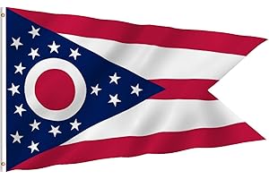 ANLEY Fly Breeze 3x5 Foot Ohio State Polyester Flag - Vivid Color and Fade Proof - Canvas Header and Double Stitched - Ohio OH State Flags with Brass Grommets 3 X 5 Ft