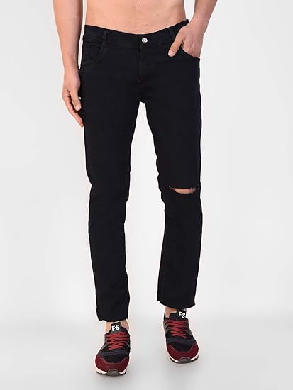 mens black raw hem jeans
