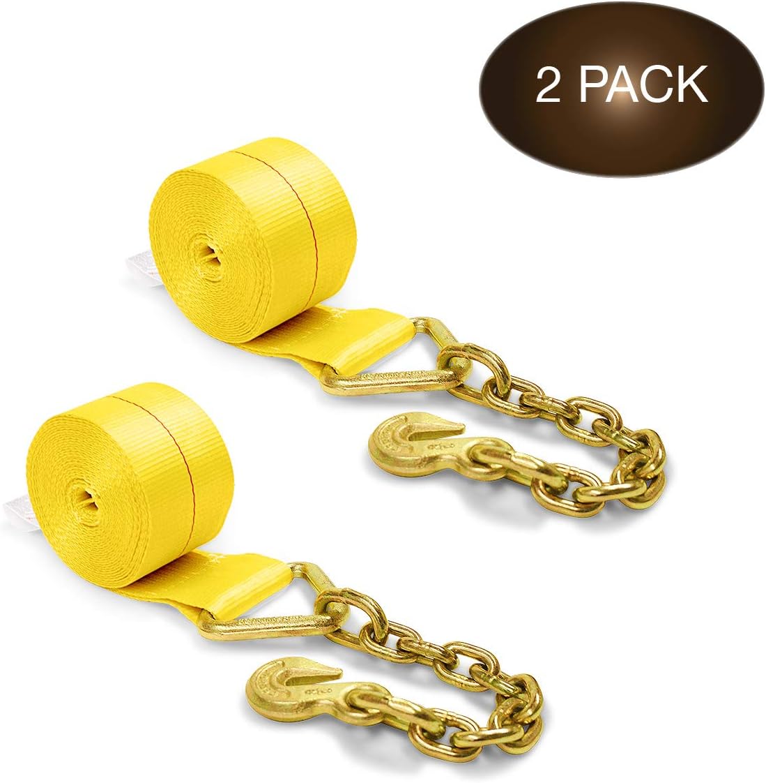 Cheapest Price Dc Cargo Mall Two 4 In X 30 Ft Heavy Duty Winch Straps With Chain End And Grab Hook 16 0 Lbs Break Strength Chain Tiedowns Automotive Deals Sale Www Vertexfit Com