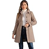 Allegra K Women's Winter Outerwear Overcoat Peter Pan Collar Mid-thigh A-line Single Breasted Pea Coat