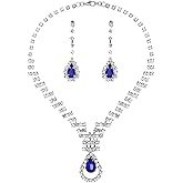 mecresh Clustered Crystal Rhinestone Flower Bridal Necklace Teardrop Dangle Earrings Jewelry Sets for Women Gift