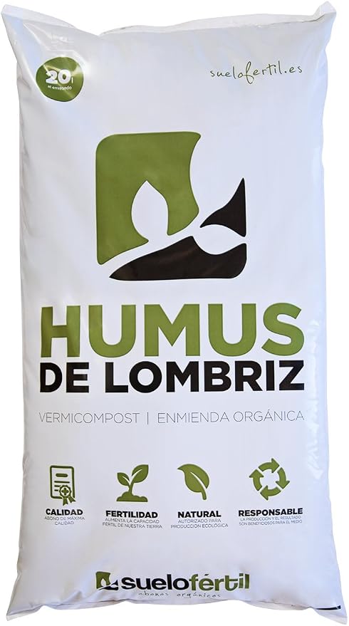 Suelo Fértil Humus de Lombriz 20l (12kg): Amazon.es: Jardín