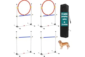 AHAILUOO 4-Piece Set of Hurdle Jump+2 Jump Loops, Adjustable Indoor and Outdoor Dog Agility Training Equipment, for Agility Practice