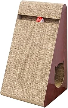 Amazon 猫爪とぎ 段ボール つめとぎ Yuttemi 成猫のおもちゃ 研ぎクズが出にい 鈴付き 三角型 より高密度 ストレス発散 壁や家具の保護 縦置き 横置き 木目調デザイン 運動不足解消 おしゃれ 長持ち 中型猫用 M Yuttemi 爪とぎ 通販