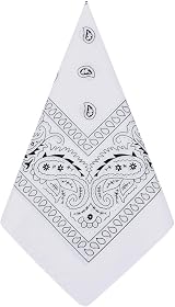 Aomig Bandana Head Scarf Men Women Paisley Print Multi-purpose Headwrap White view 9
