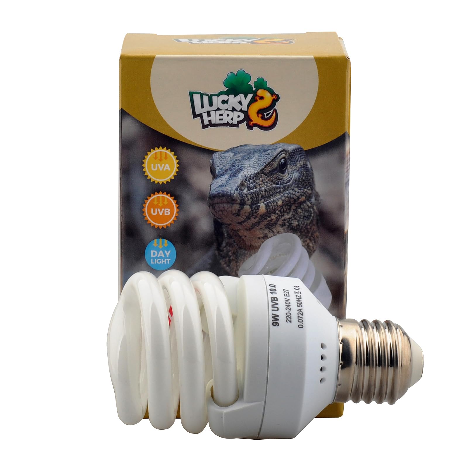 LUCKY HERP Reptile 10.0 UVB Fluorescent Desert Terrarium Lamp Mini Bulb,Screw Thread,9 Watts