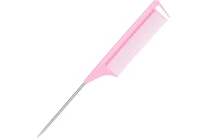 RABETLY Rat Tail Combs, Parting Combs for Braiding Hair Carbon fiber heat-resistant anti-static,for Sectioning, Parting, Styling Hair (Pink)