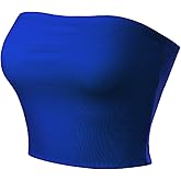 MixMatchy Women's Double Layered Basic Casual Strapless Backless Bandeau Bra Tube Tops