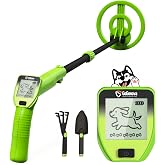 GoGonova Metal Detector, Adjustable 27.5&rdquo; - 37.8&rdquo; Metal Detector for Kids with LED Display, Lightweight Kids Metal Detector Kit with 6.8&rdquo; Waterproof Search Coil, Gift for Boys &amp; Girls, Green
