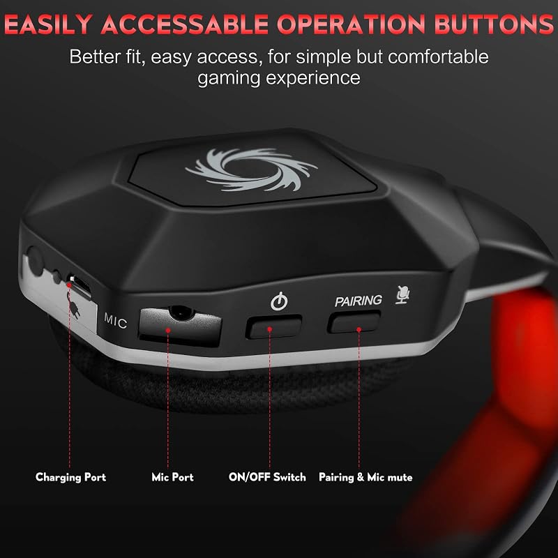 Cuffie Gaming Wireless per Switch/Ps4/Ps5/PC, 2,4GHz Wireless+Bluetooth,Cuffie da Gaming Senza Filo potenziamento dei bassi, Durata di Oltre 30+ Ore (Silvery)