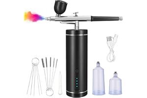 Airbrush Kit with Compressor, Upgraded Cordless Air Brush Gun with Indicator Light Display, 23PSI/25PSI/27PSI Adjustable, for