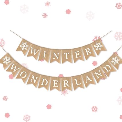 Amazon Com Swyoun Burlap Winter Wonderland Banner With Snowflake