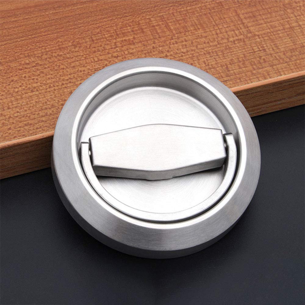 tooloflife 1PCS Recessed Door Handle, Recessed Sliding Door Handles Invisible Door Handle Cabinet Door Latch Handle Drawer Knobs Stainless Steel Cup Ring Finger Pull(Steel)
