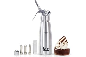 ICO 0.5L (1 Pint) Professional Stainless Steel Whipped Cream Dispenser for Whipped Cream, Whip Cream Dispenser Used with 8g N