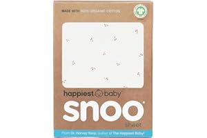 Happiest Baby SNOO Bassinet Fitted Sheet - 100% Organic Cotton Nursery Bedding - Fits SNOO Sleeper Crib Mattress (Ivory Cherr