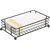 Guest Towel Holder, Napkin Holder for Bathroom, Modern Iron Paper Towel Holder Tray, Flat Disposable Hand Towel Holder, Napkin Dispenser Holder for Table Bathroom Hotel Dinner Kitchen, Black