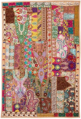 ZHIHUIflower Indian Tapestry Hand-Embroidered Tapestry Bohemian Wall Hanging Decorative Cloth Home Interior Decoration, 4