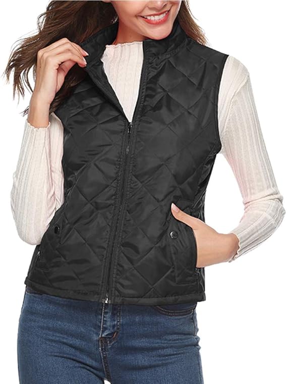 Amazon Yudesunydsノースリーブレディースコットンベストダウンジャケット スタンドカラージッパー軽量カジュアル暖かい冬ノースリーブトップベスト ベスト 通販