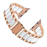 YISIWERA Rose Gold Stainless Steel Watch Band White