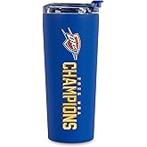 Rico Industries NBA Basketball Oklahoma City Thunder 2025 Champions 24oz Stainless Steel Tumbler with Lid and Dual Functioning Lid