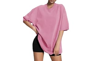 ATHMILE Womens Oversized T Shirts Loose Fit Crewneck Short Sleeve Tops Summer Casual Blouse 2024 Y2K Basic Tee