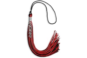 Endea Graduation Mixed Double Color Tassel with Silver Stacked Date Drop (Black/Red, 2024)