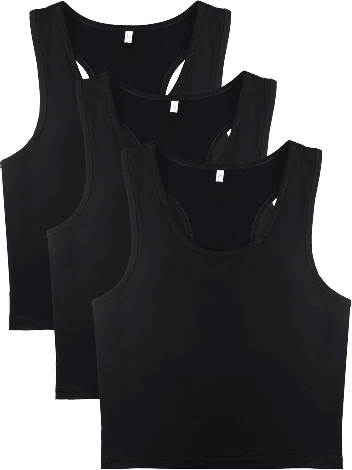 Boao 3 Pieces Women's Cotton Basic Sleeveless Racerback Crop Tank Top Sports Crop Top for Daily Wearing: Clothing