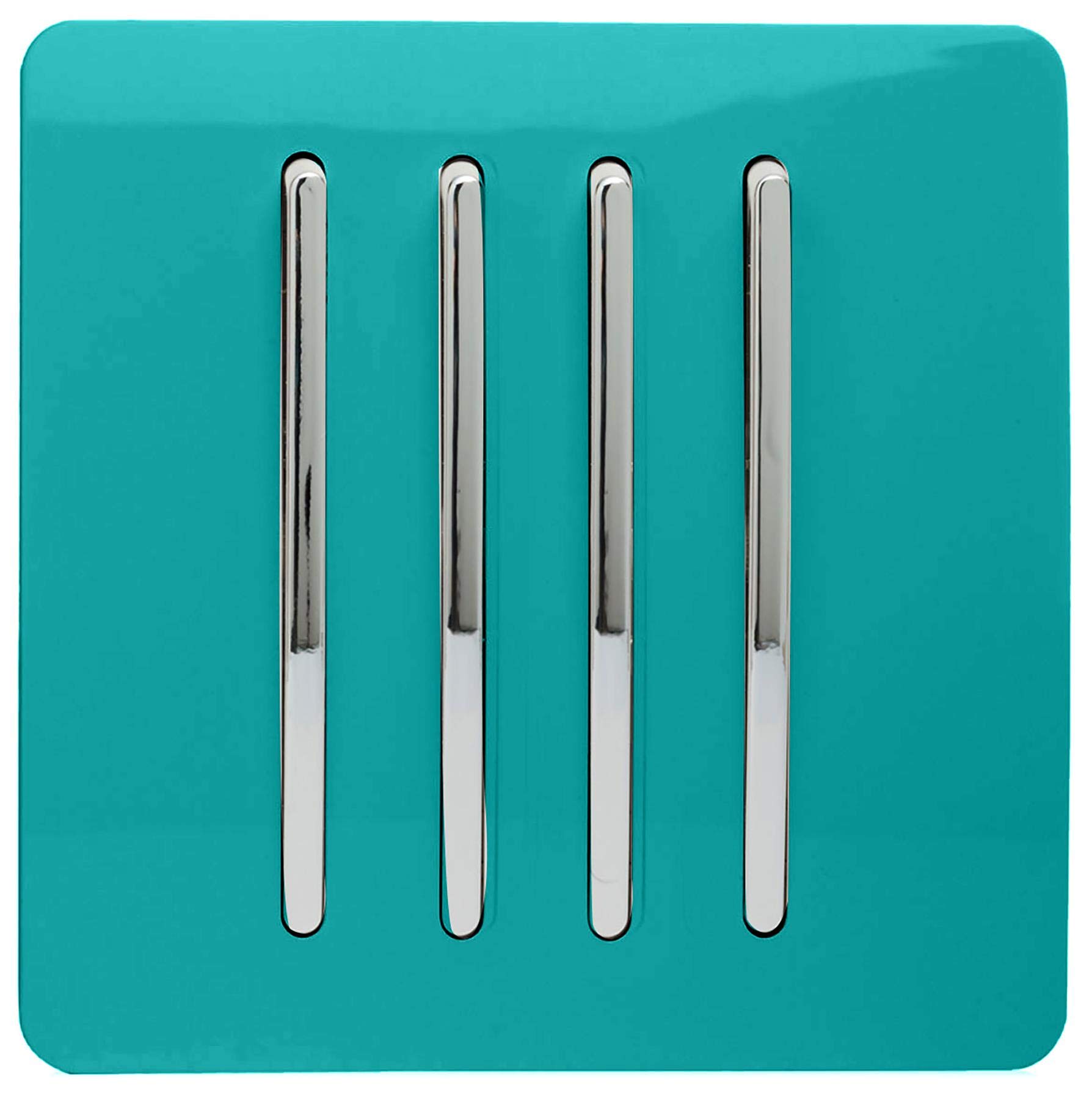 Trendi 4 Gang 2 Way Artistic Modern Glossy 10 Amp Rocker Tactile Light Switch Bright Teal