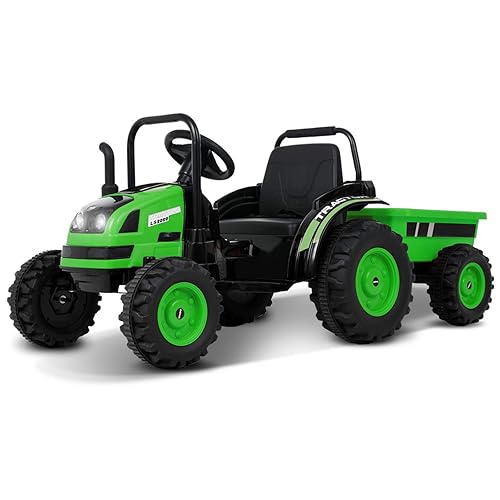 Uenjoy Electric Ride On Tractor with Trailer, Battery Powered