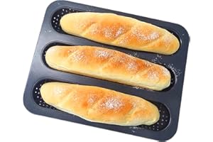 DWWTKL Perforated Baguette Pan 13-Inch 3 Wave Loaves Non-Stick Ultra-Ventilate French Bread, Hot Dog Buns, Sourdough, Italian