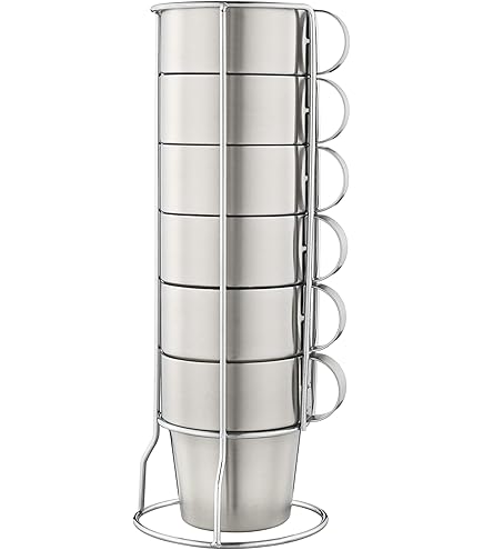 SHENGLU-tasse à Café Ensemble De Tasses à Café D'eau Empilables En Acier Inoxydable Anti-brûlure
