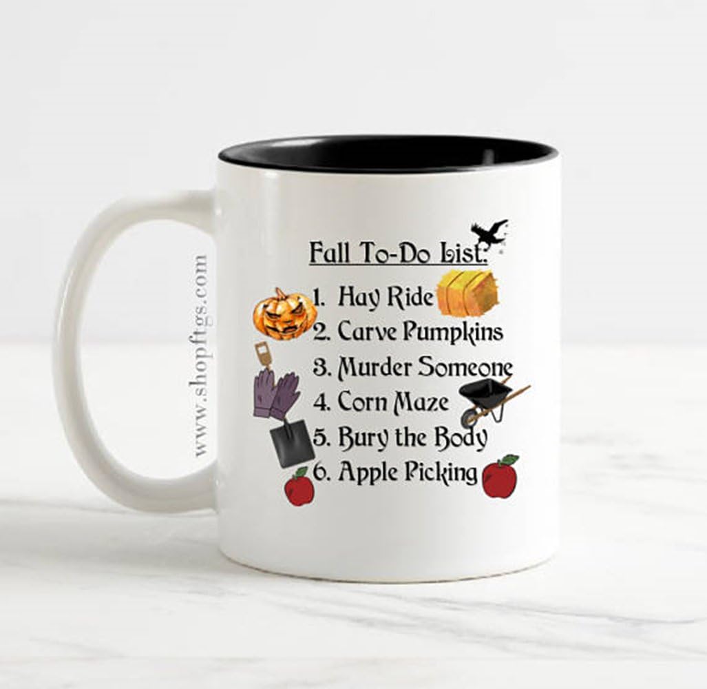 Novelty Coffee Mug - Fall To Do List Coffee Mug/Cup Halloween/Autumn, Ceramic Coffee Mug 11oz