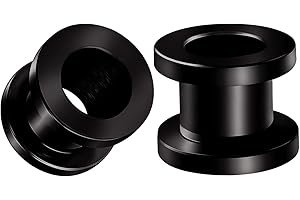 BIG GAUGES Pair of 316L Surgical Steel Black Anodized Screw-fit Piercing Jewelry Ear Stretching Lobe Plugs flesh Tunnel Earring