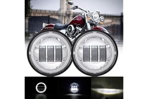 SKUNTUGUANG 1 Pair 4.5 Inch Led Fog Light With Angel Eyes Passing Lamps DRL bulb For Motorcycle Fog Lamp (Silver Fog Light with Eye Angel)
