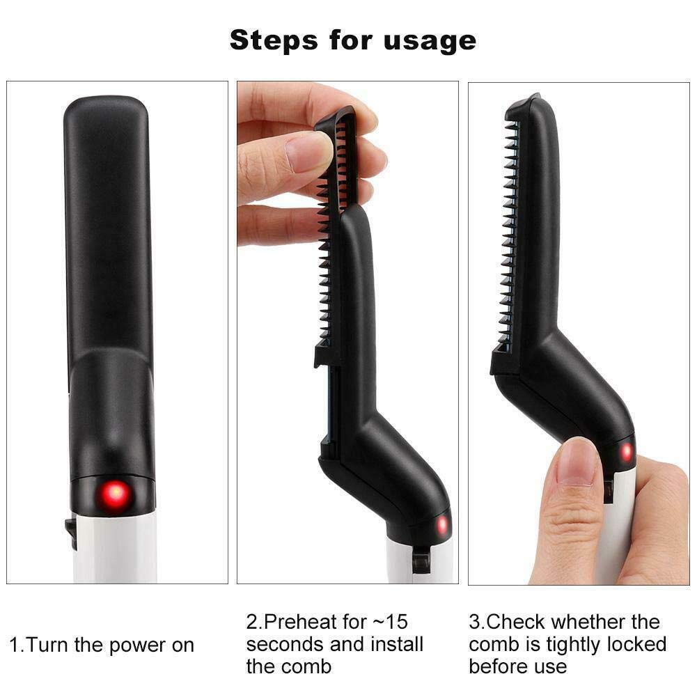 ixaer Men Quick Hair Beard Straightener, Electric Hair Style Comb for Men, Hair Curlers Hair Straightener with Gift Box 110V