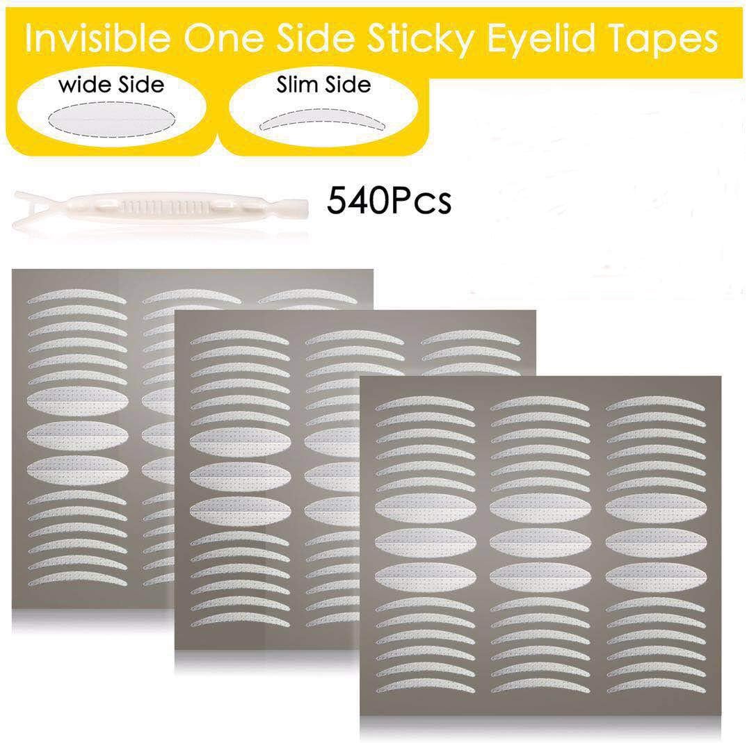 2 Packs/540 Pcs Invisible Single Side Eyelid Tape Stickers - Instant Eye Lift Without Surgery - Perfect for Hooded, Droopy, Uneven, or Mono-eyelids (180 Pairs Slim + 90 Pairs Wide)