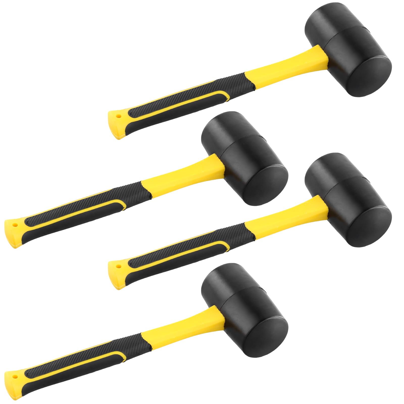 TAICHEUT 4 PCS 16oz Rubber Mallet, 30cm Rubber Hammer for Striking Wood, Slate, Nails