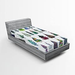 Ambesonne Christmas Fitted Sheet, Watercolor