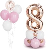 Balloon Dance Rose Gold 8 Balloons Set 40Inch Number Balloons Confetti Kit