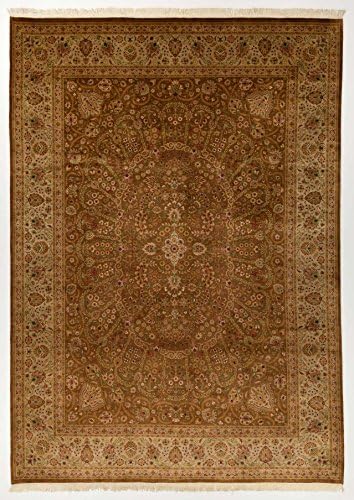 10x14 Pak Persian Rug in Gold Color - Hand-knotted Living Room Area Rug Made of 100% Pure Wool (10.08 ft. W x 14.08 ft. L)