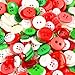 Coobey 200g Christmas Craft Buttons Handmade Sewing Buttons with Plastic Storage Box for DIY Sewing Crafting, Assorted Colors and Sizes
