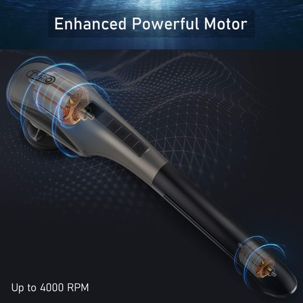TYMO Black Whale Heat Therapy Massager – Dual Motor Handheld Massager, up to 4000 RPM with 5 Hyper Skin Friendly Silicone Heads, Cordless and Lightweight for Percussion, Kneading and Tapping: Health & Personal Care