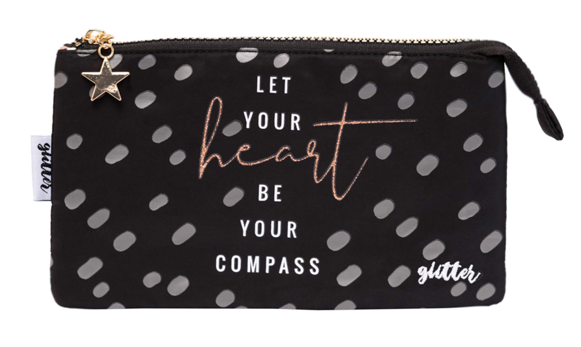 Grupo Erik 3 Compartment Pencil Case - Glitter | School Pencil Case, Cute Makeup Bag, Back to School Supplies, Office Stationery Supplies | Stationery Gifts