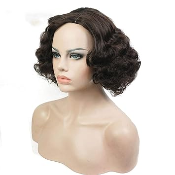 Amazon Com Flapper Hairstyle Short Curly Hair Women S Synthetic