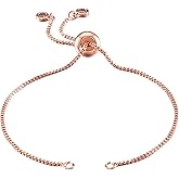 FASHEWELRY 20 Strands Adjustable Brass Bracelet Slider Extender Chains with Rhinestone Ends 4.72-4.96 Inch Real Rose Gold Plated for DIY Jewelry Making