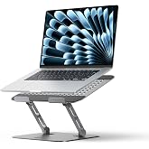 PHIXERO Adjustable Laptop Stand, Ergonomic Foldable Aluminum Stand, WS1 | Ergonomic Laptop Riser, 11 lb Load, Laptop Holder for Desk, Ergonomic Stand for Home Office, Non-Slip, Fits 10-17" , Gray