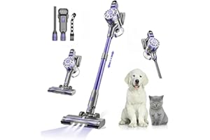 WLOTPO Cordless Vacuum Cleaners for Home with Powerful Suction,Stick Vacuum Cordless Rechargeable,Up to 35 Mins Runtime,Lightweight Hardwood Floor Vacuum for Pet Hair,Carpet(Deep Purple)