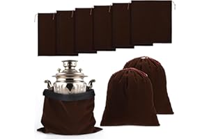 Ferraycle 6 Pcs Silver Storage Bags Anti Tarnish Storage Bag Fabric Cloth for Jewelry Silverware Protection Flatware(18 x 18 Inch,Coffee)